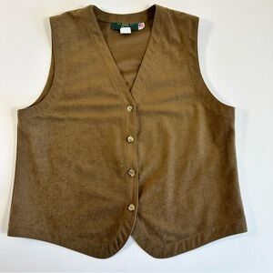 Vintage Orvis Brown Button Front Vest‎ Womens Medium Made in USA Western 90s
